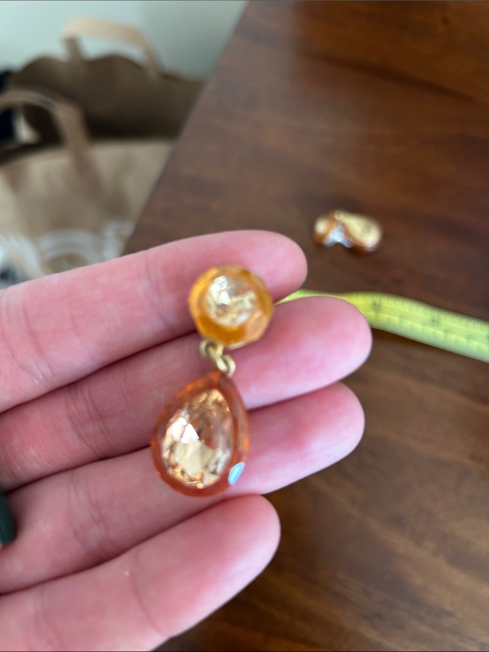 Amber Color (Acetate) Teardrop Drop Earrings JCrew - Picture 2 of 2